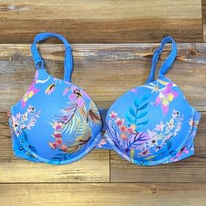 Soma Blue Floral Embraceable Tailored Push Up Bra Size 38DD